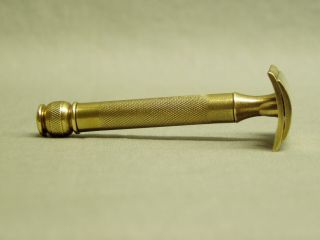 Vintage Gillette Old Type 3 Piece Razor Gold open short comb ball handle 1920 ' s 3
