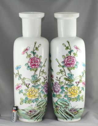 Fantastic Antique Chinese Hand Painted Porcelain Vases Stamped 居仁堂 c1920 2