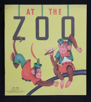 Vtg Book At The Zoo Saalfield 1937 Dorothy Downs Children 