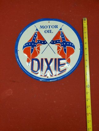 Vintage Dixie Motor Oil Metal Sign Flags Garage Man Cave Decor