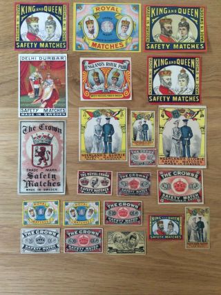 Vintage Matchbox Labels (b) - Sweden,  King And Queen,  The Crown