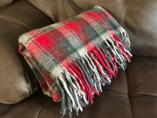 Vintage Pendleton Woolen Mills Tartan Plaid Blanket Throw Red Green Gray 52x78