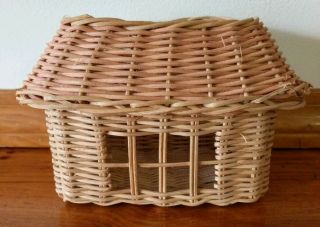 Vintage Cottage House Shaped Wicker Basket