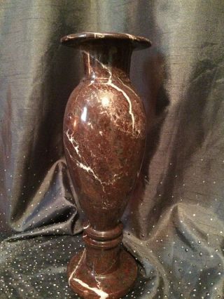 Burgundy Marble White Marbling Gray Ruby Red Flower Vase 12” Urn Vintage