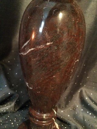Burgundy Marble White Marbling Gray Ruby Red Flower Vase 12” Urn Vintage 3