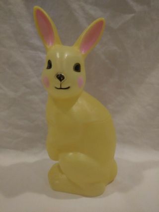 Vtg Yellow Easter Bunny Rabbit Plastic Blow Mold Candy Container