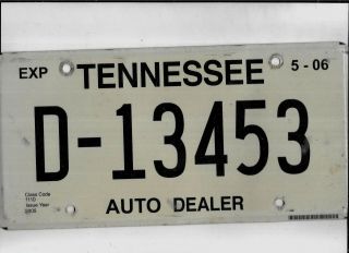 Tennessee 2006 License Plate " D - 13453 " Dealer