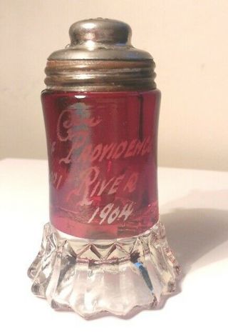 Vintage Ruby Glass Salt Inside Pepper Shaker One Of A Kind