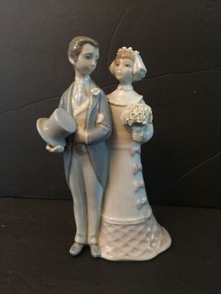 Vintage Lladro Wedding Couple Cake Topper Bride Groom Caketopper 4808 Spain