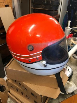 Vintage 70s Shoei S - 25 Motorcycle Full Face Helmet Ex Large Drag Race Scooter Xl