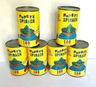 Vintage Popeye Spinach Clobber Cans Toy Pitch And Toss Gardner Games Set Of 6