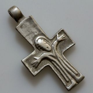 Museum Quality Byzantine Silver Christian Cross Pendant Circa 500 - 700 Ad - Wearab