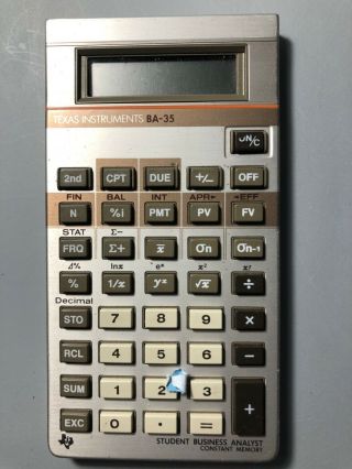 Vintage Texas Instruments Ti Ba - 35 Student Business Analyst Calculator