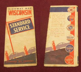 1936 Standard Road Map Of Wisconsin