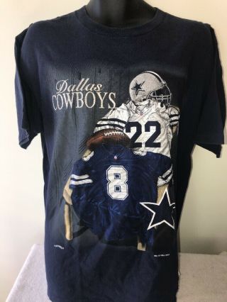 Vintage 90s Dallas Cowboys T Shirt Mens L Nutmeg Aikman Smith Single Stitch Usa