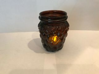 Antique Victorian Amber Glass Christmas Fairy Lamp Light Grape Pattern Wright