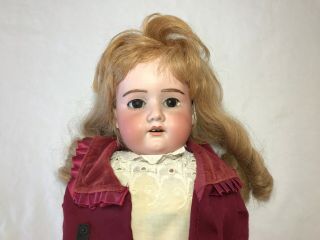 Antique 24” Doll Florodora Armand Marseille? Bisque Head Leather Body Marked 370