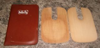 Vintage Butterfly Table Tennis Ping Pong Paddle Zipper Case Brown W Inserts