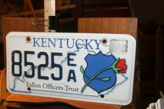2015 Kentucky License Plate 8525ea Fallen Officers Trust Police