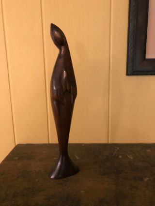 Vintage Art Deco Look Wood Madonna Sculpture 11 3/4 Inches Tall