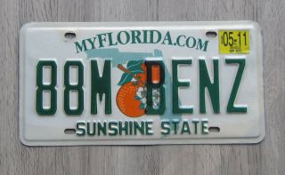 Florida License Plate 2011 Sticker Sunshine State Tag 88m Benz