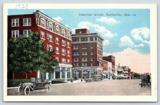 Bartlesville Oklahoma Johnstone Avenue Downtown Vintage Cars 1929 Postcard