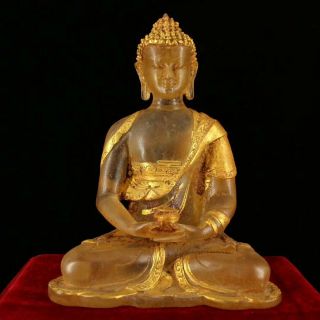10 " China Unearthed In The Underground Palace Crystal Gilt Amitayus Buddha