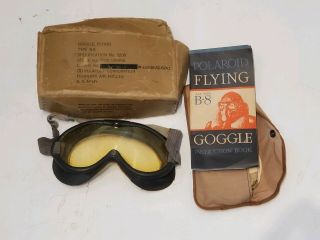 Vtg Aaf B - 8 Wwii Flying Goggle Polaroid Box Instructions Extra Lenses Us Army