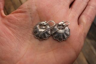 Art Deco /Vintage Sterling Silver & Enamel Shell Earrings 3