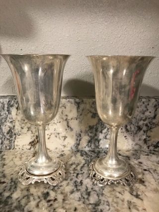 Rare Wallace Grand Baroque Sterling Silver Pair Goblets -