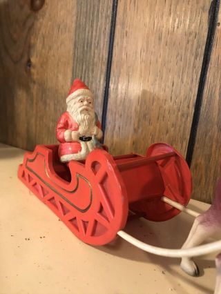 Vintage Celluloid Santa Claus in Sleigh with Reindeer - Japan - 13 Inches 2