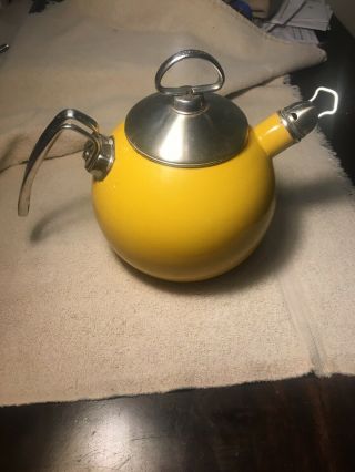 Chantal Yellow Ceramic Teapot.  Vtg Read