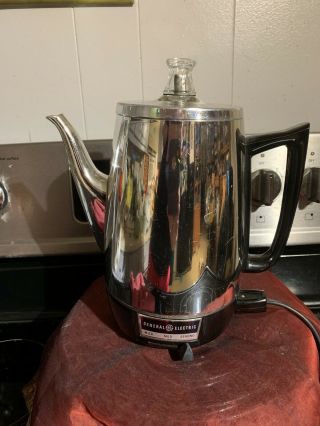 Vintage General Electric Chrome Coffee Maker Pot 8 Cup,  And