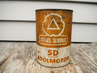 Vintage 1 Quart Cities Service 5d Koolmotor Motor Oil Can Metal Nr