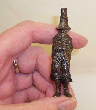 Vintage Solid Bronze Miniature Wise Man Soothsayer Wizard Luck/wisdom Amulet