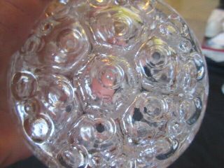Vintage French 9 Hole Clear Glass Flower Frog Marked “reims Made In France 3”