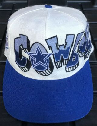 Vintage 90s Dallas Cowboys Drew Pearson Graffiti Snapback Hat Cap Nfl White