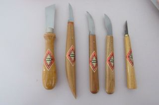 Vintage Bracht Wood Carving Knives Set Of 5 Made In West Germany