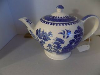 Vintage Sadler Tea Pot Pattern Blue Willow No Trim Teapot Made In England