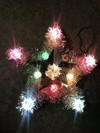 Everglow Vintage 11 Light Tree Top Star Tinsel Christmas Holiday Decor
