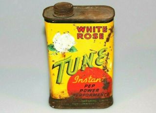 Vintage White Rose Tune Pep Motor Oil Can Metal Tin Advertising Canada - M31