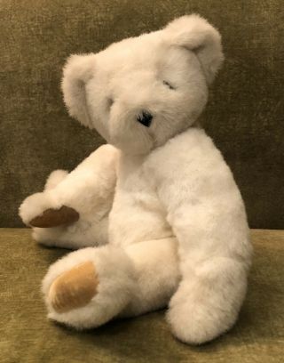 Vermont Teddy Bear Company Classic Jointed Honey White Vintage 15” Plush Bear