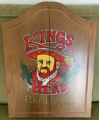 Vintage Kings Head Pub & Lodging Dart Board Cabinet Set