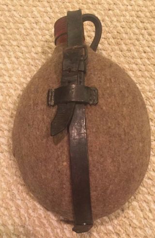 Vtg Ww2 German Army Canteen Aluminum With Wool Covering