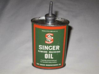 Vintage Singer Sewing Machine Oil Can Tin Metal Spout 3 Ounce