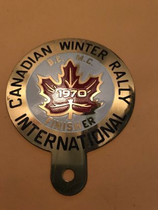 Vintage 1970 Canadian Winter Rally License Plate Topper Rally Race Car