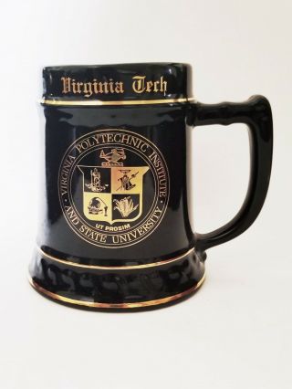 Virginia Tech Hokies Vintage Ceramic Beer Mug Stein - Over 50 Years Old