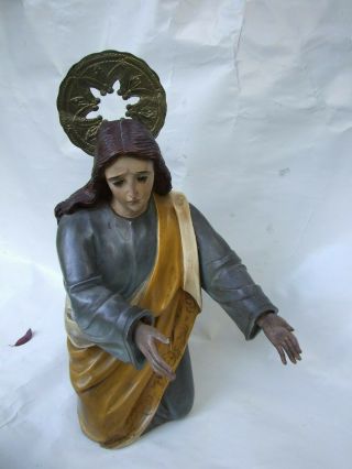 Antique Religious Carved Statue Our Lady Queen Of All Saints Virgin Mary 1900 