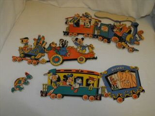 Vintage Disney Wall Plaques Hanging Casey Jr.  Circus Train 4 - Pc 1950 