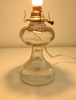 Vintage Converted 10 " Clear Glass Oil Lamp Electric
